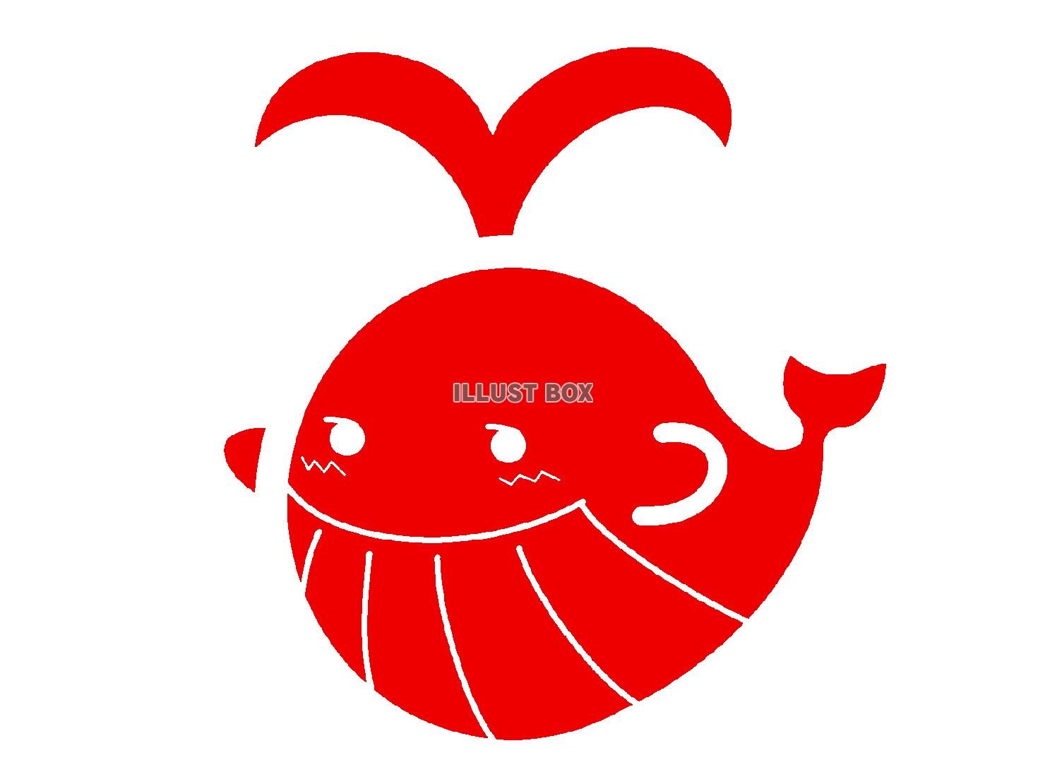 赤色のかわいいクジラのシルエットアイコン