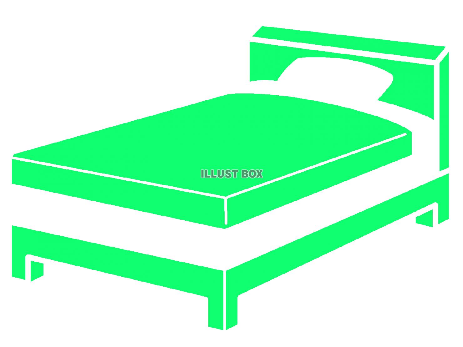 緑色のベッドのシルエットアイコン