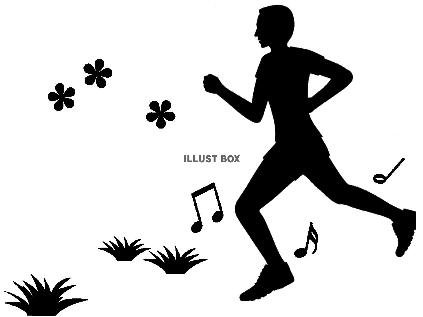 ジョギング男性シルエット画像シンプル素材イラスト透過png