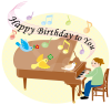 ピアノと鳥の音楽の誕生日のお祝い