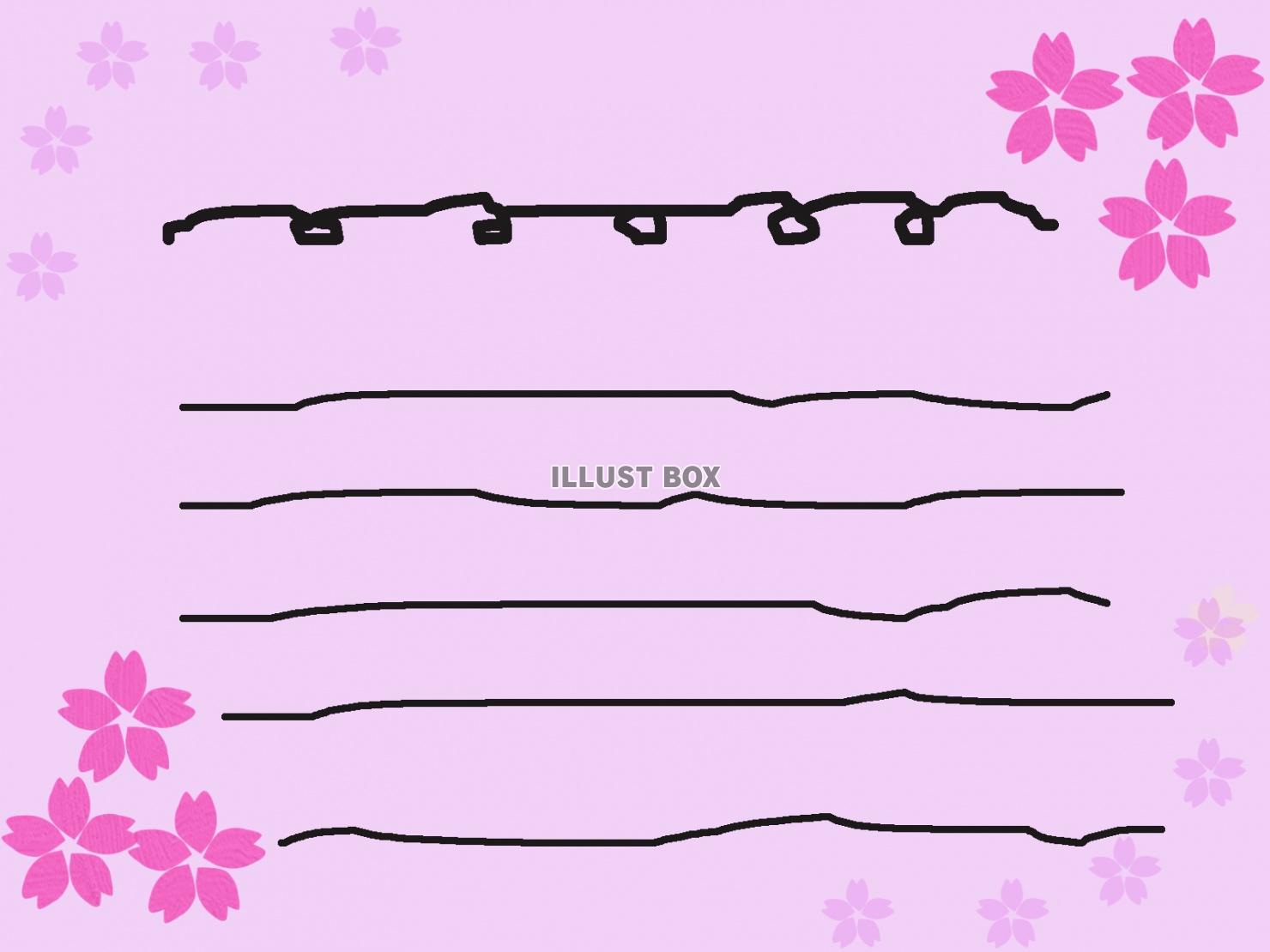 JPEG:春らしい桜の手書き風カードフレーム（下地ピンク）