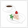 コーヒーとケーキセット　イラスト　苺のショートケーキ