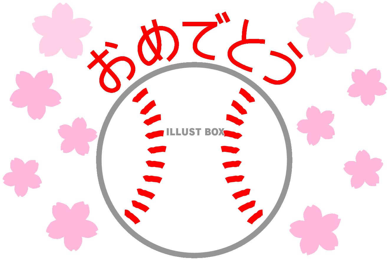 硬式野球ボールと桜（入団・入部・卒団・卒部お祝い）２