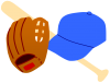 グローブとバットと帽子（青）　野球用品・野球グッズ