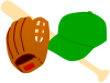 グローブとバットと帽子（緑）　野球用品・野球グッズ
