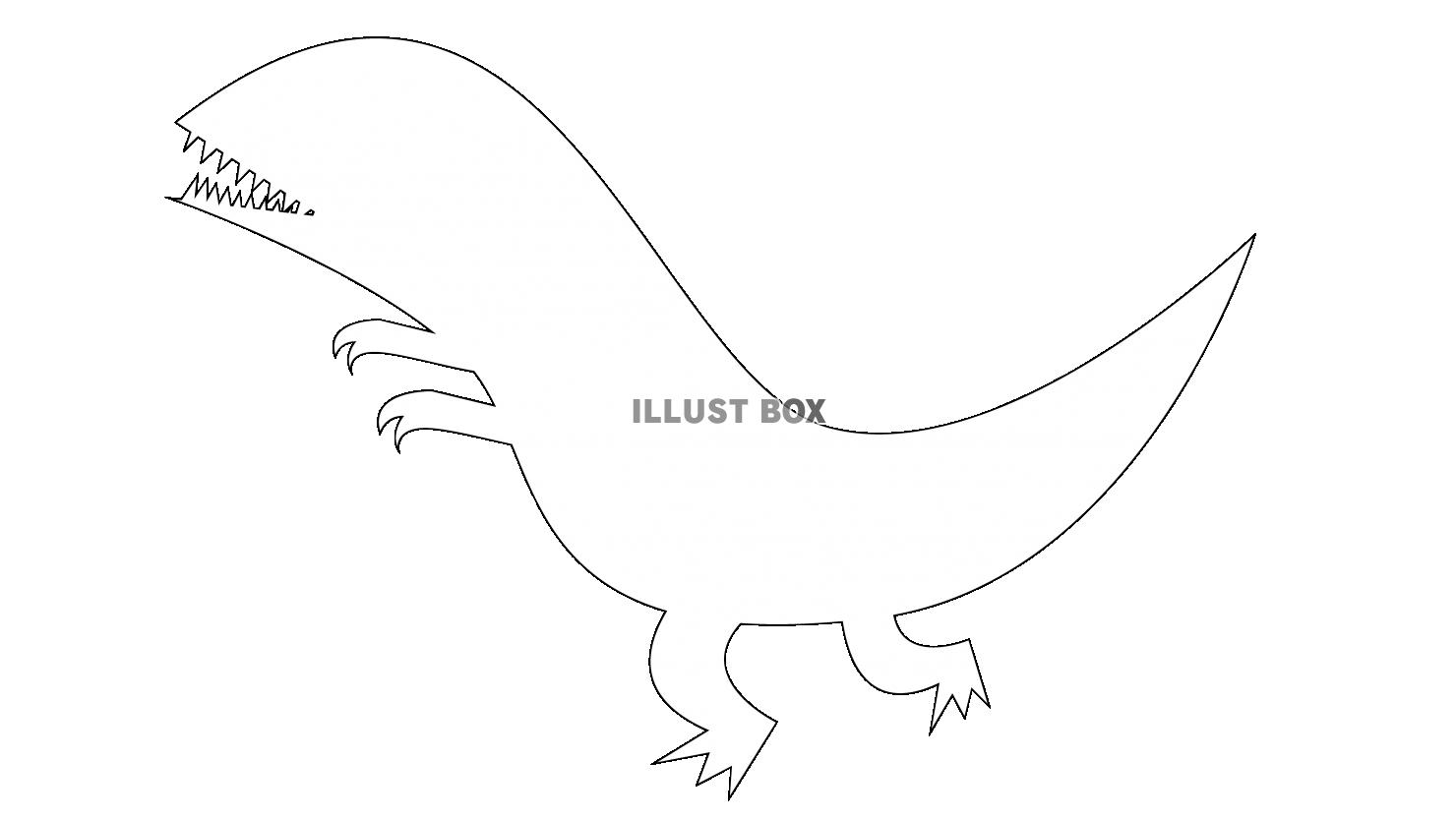 恐竜：ティラノサウルス：線画：シルエット