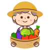 野菜を持つ農家のおばあちゃん