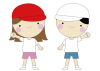 ２イラスト（男の子、女の子、運動着・帽子、頑張る）