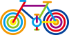 スポーツ自転車　カラフルなレインボーカラーのラインアート