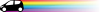 カラフルな虹色のスピード感効果線で疾走するクルマ　コンパクトカー