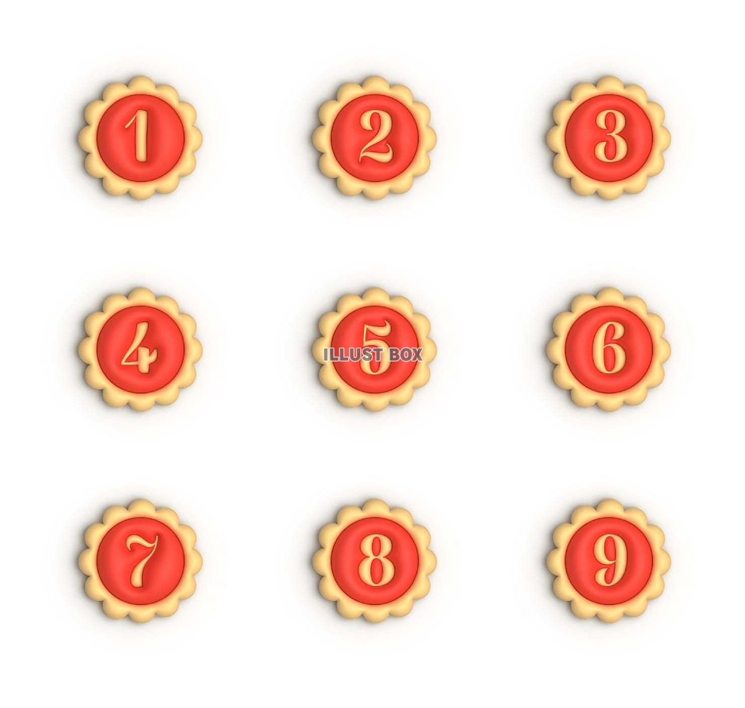 ジャムクッキーの形の数字アイコン
