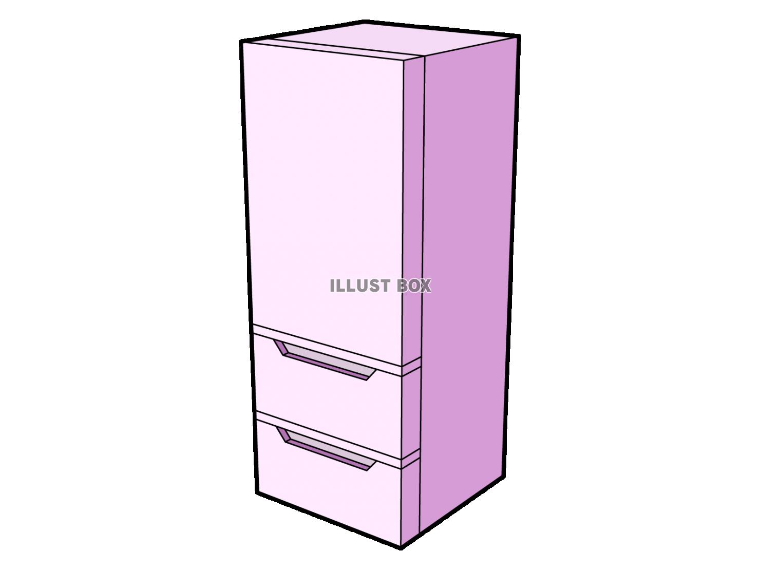 冷蔵庫（れいぞうこ）の立体イラスト・ピンク【透過PNG】