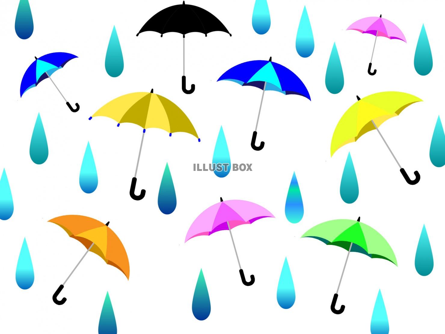 傘と雨の雫の背景素材【白背景】