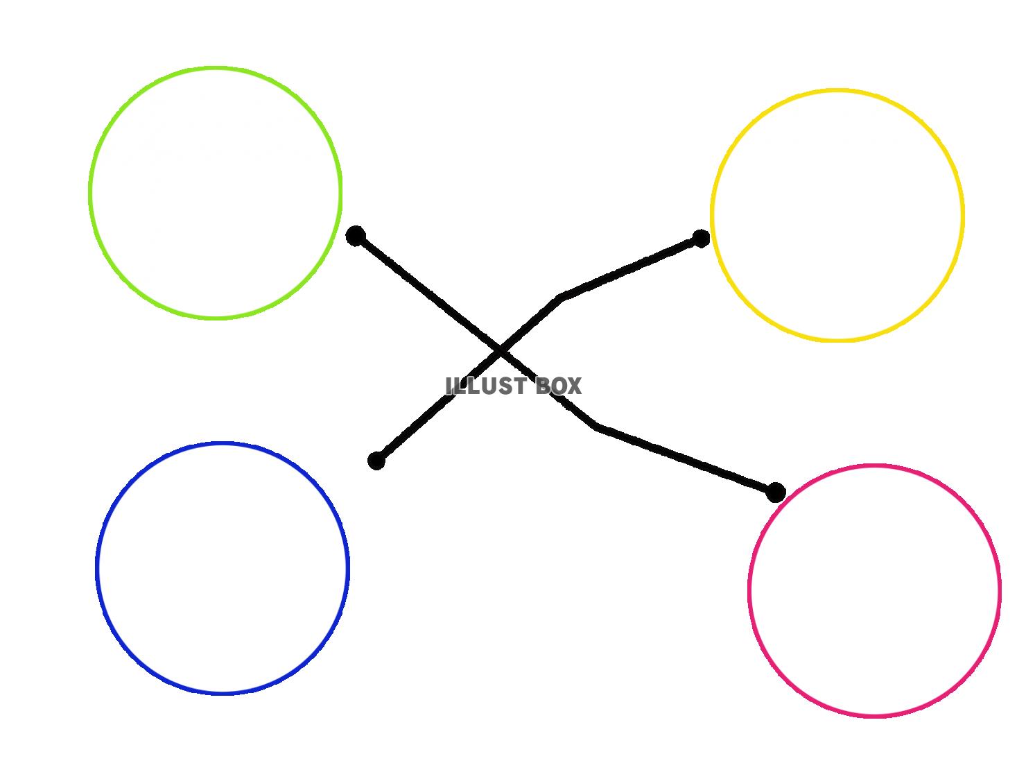 ４つの円の連結フレーム【透過PNG】