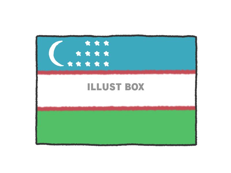 手描き国旗シリーズ　ウズベキスタン