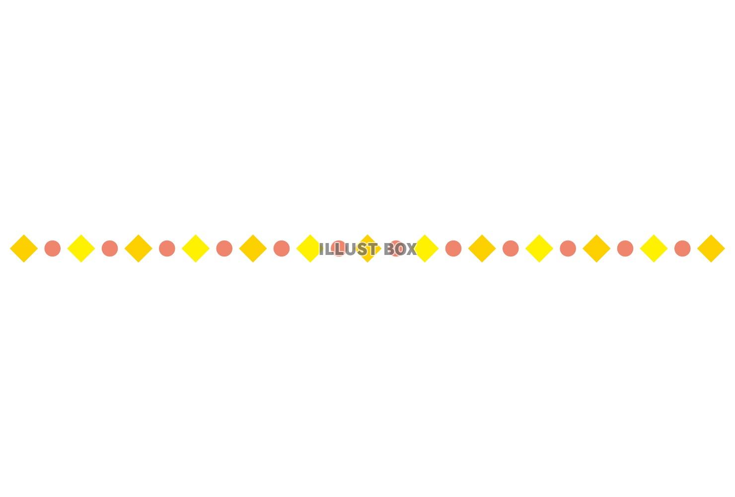 ひし形と丸のドットライン/黄色・ピンク