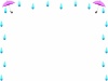 傘と雨の雫のフレーム素材【JPEG】桃色