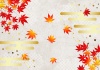  白和紙に鹿の子雲と紅葉背景ヨコ