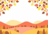 ノーマル版紅葉に染まる秋の里山ヨコ