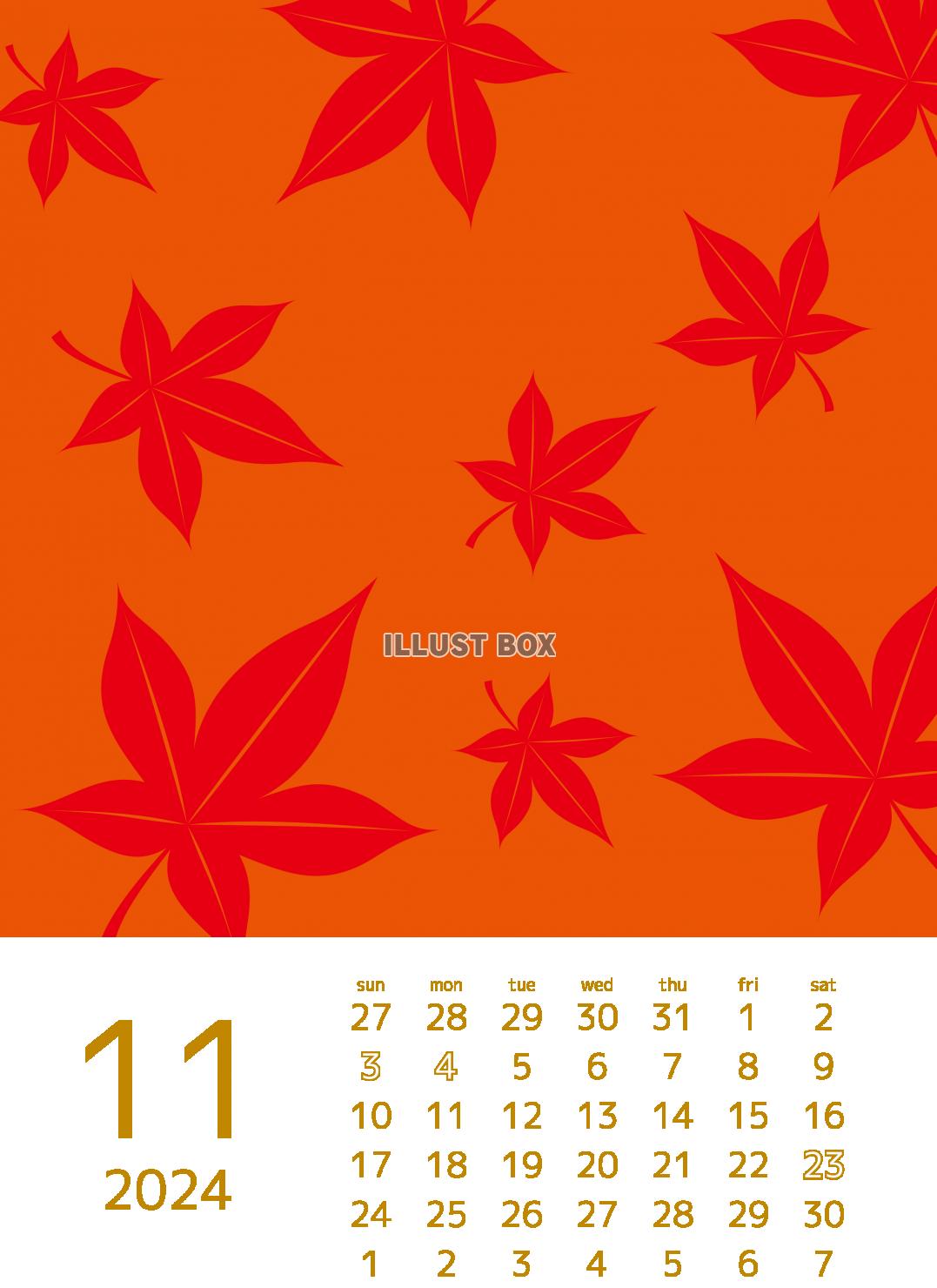 2024年グラフィックカレンダー 11月　紅葉