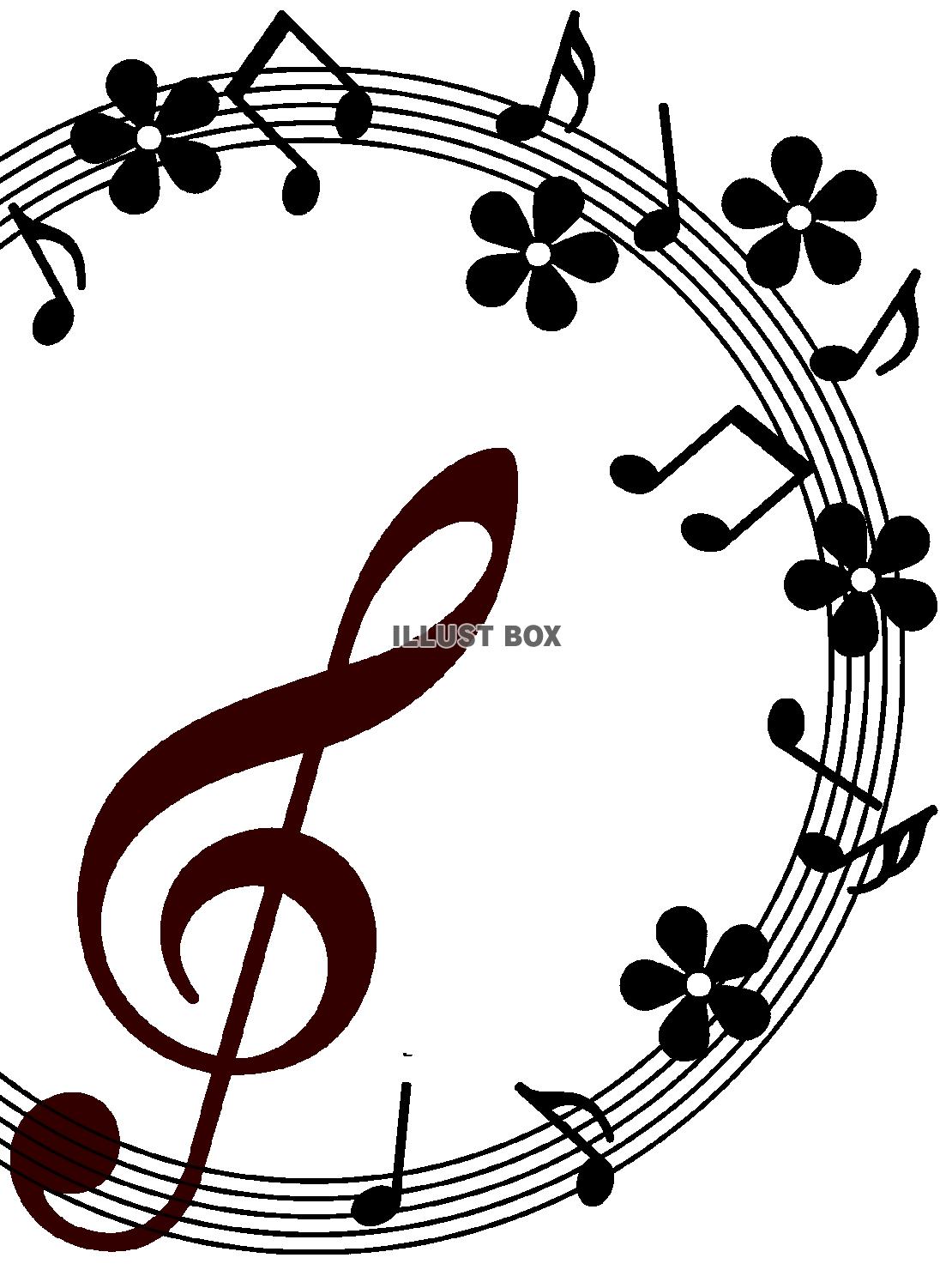 音符と五線譜の音楽画像シルエット背景素材イラスト透過png
