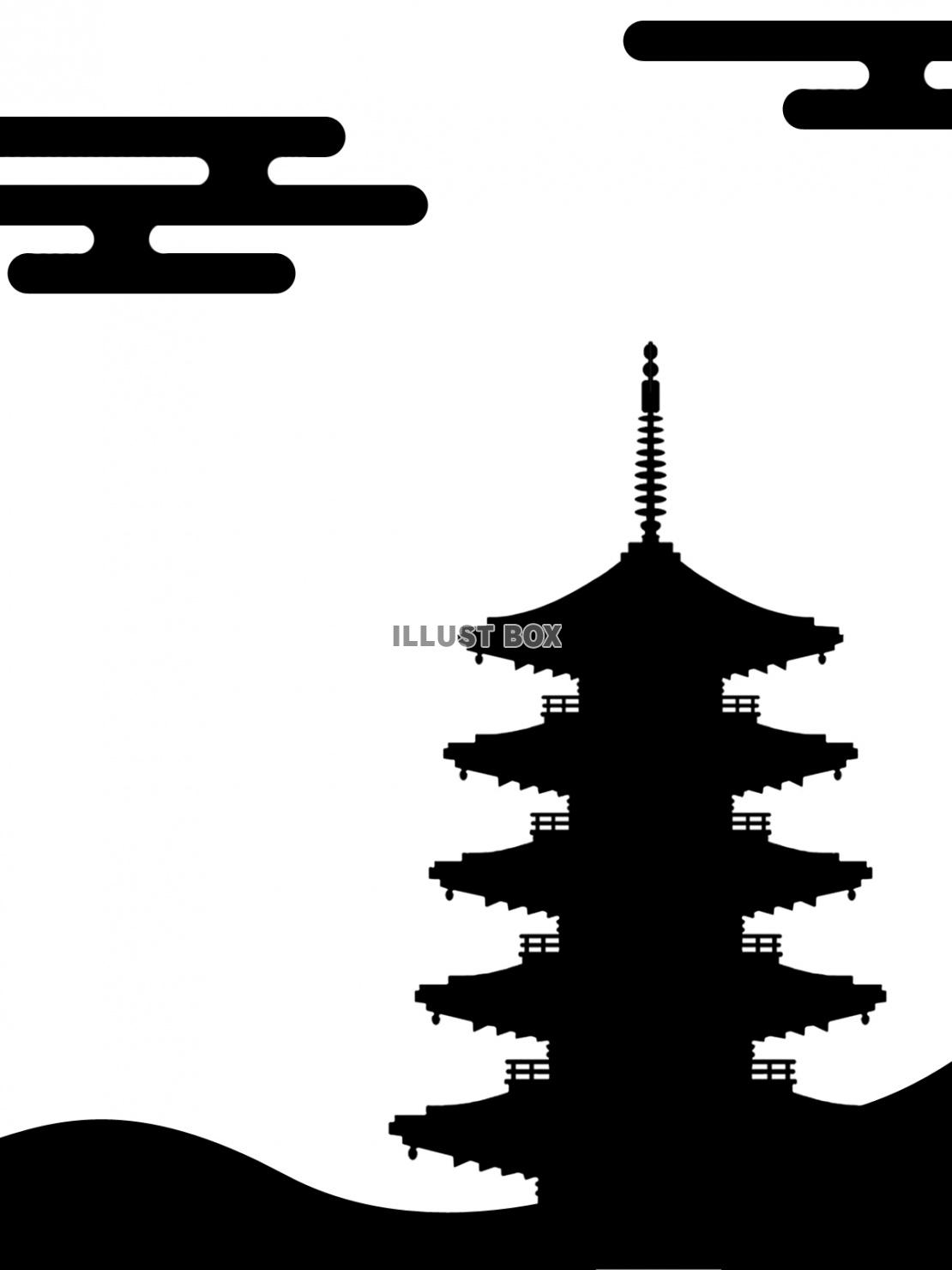 五重塔のシルエット壁紙シンプル背景素材イラスト