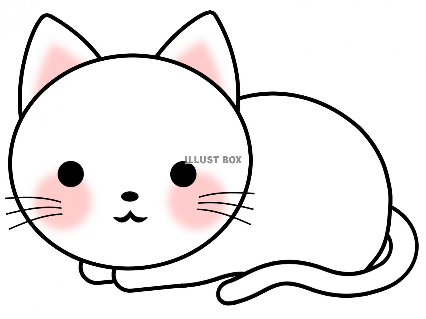 幸運を招く白い子猫の壁紙シンプル背景素材イラスト