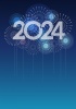 年賀状素材　2024年のロゴと花火のテキストスペース付き背景