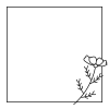 横から見たコスモスのフレーム　白黒手描き正方形
