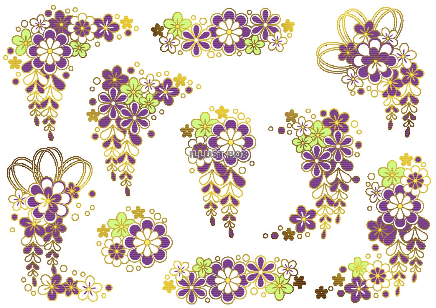 紫のかんざし風の文様花の素材集