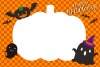ハロウィンかぼちゃとおばけのポストカード/市松・オレンジ