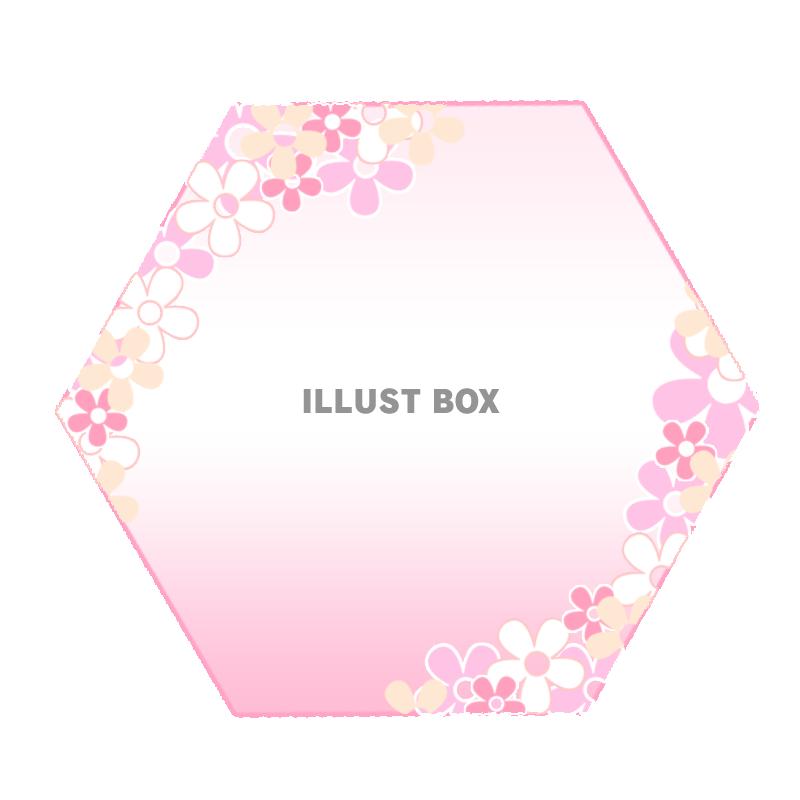 六角形の花フレーム：ピンク