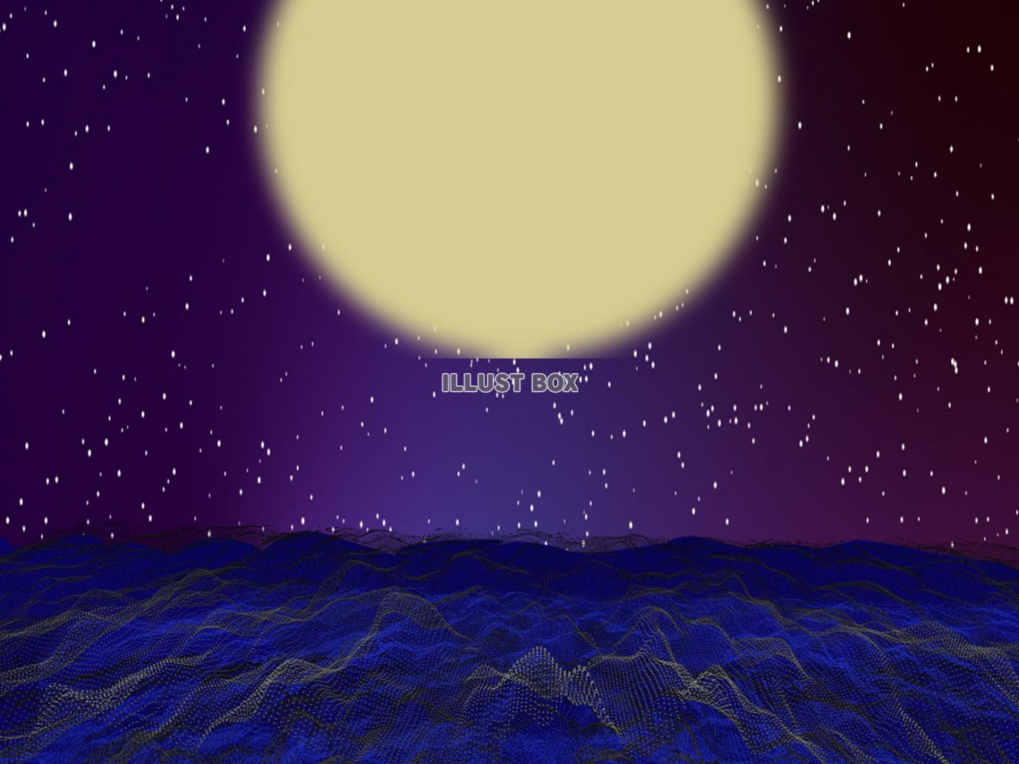 夜の海＆満月＆星空の背景_03