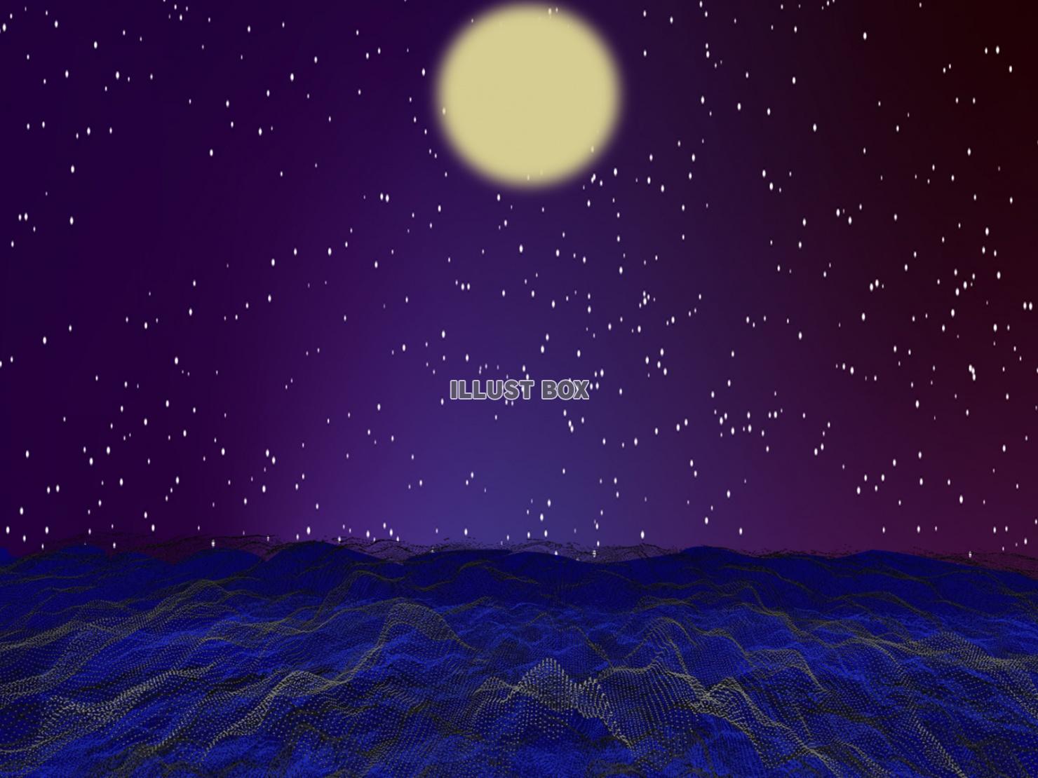 夜の海＆満月＆星空の背景_04