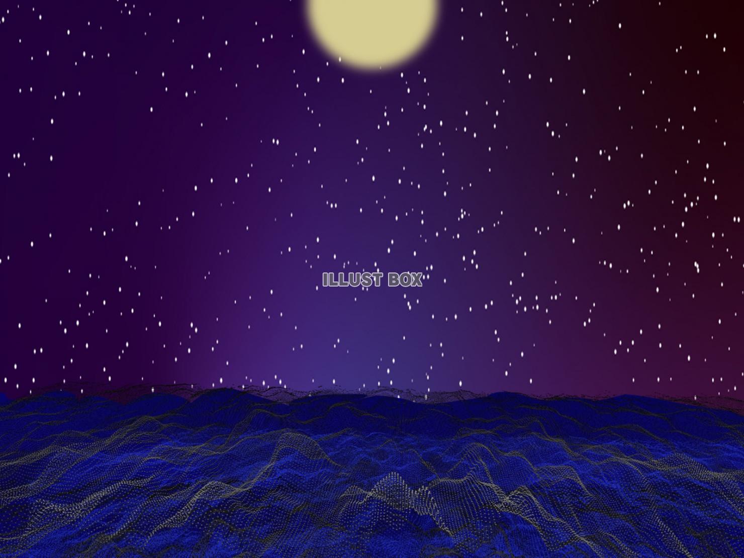 夜の海＆満月＆星空の背景_05