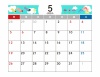 5月カレンダー　2024年　令和6年　A4横