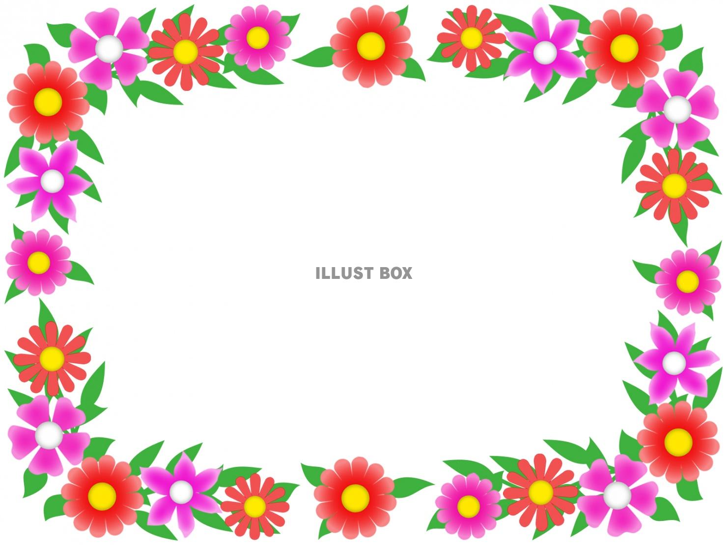 お花模様のフレーム素材シンプル飾り枠背景イラスト