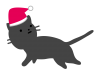 サンタ帽子をかぶった黒猫