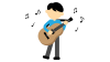立ってギターを演奏して歌う男性