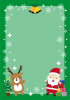 1_クリスマス_フレーム・サンタ・トナカイ・雪の結晶・ベル・ツリー・プレゼント・緑