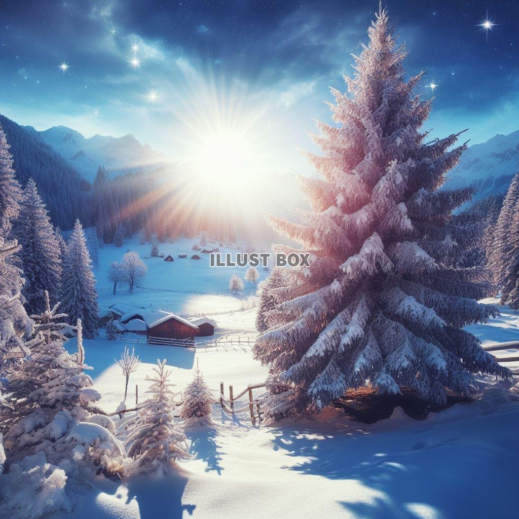 幻想的な風景　クリスマスのイラスト