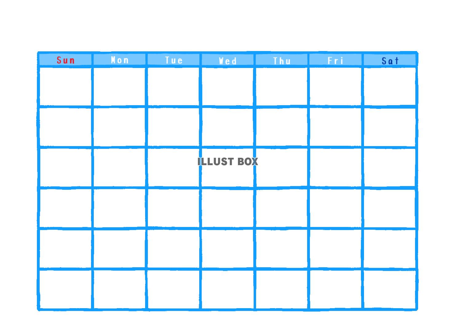 シンプルなカレンダー枠　水色