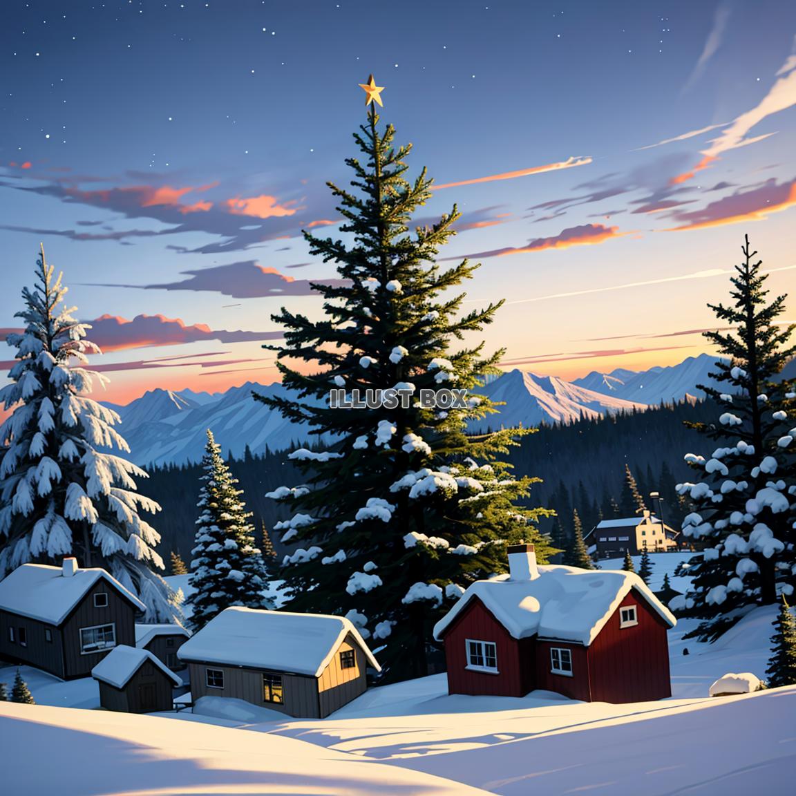 幻想的な風景　クリスマスのイラスト