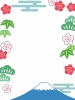 富士山と松竹梅の和柄フレームシンプル飾り枠イラスト