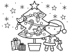 クリスマスツリーと猫サンタと子猫　線画２