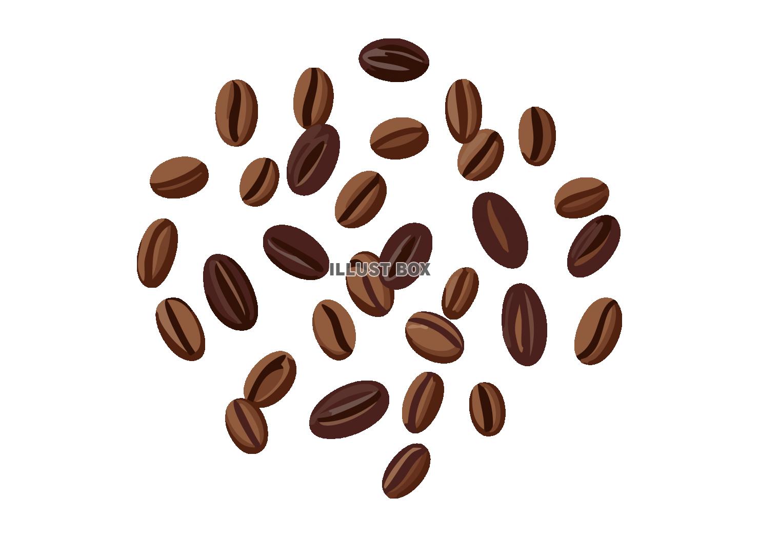 散らばったコーヒー豆のイラスト素材