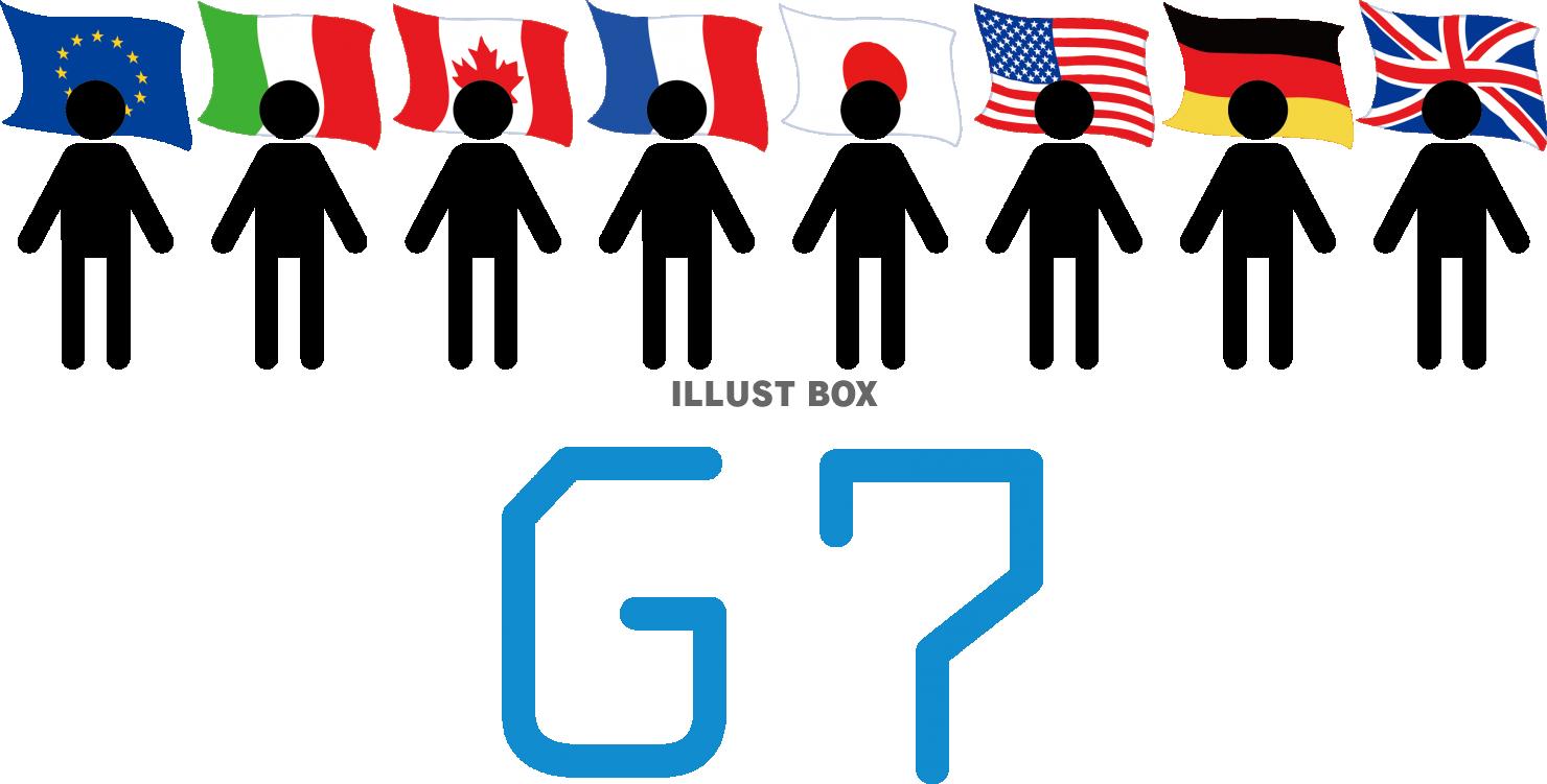 G7 主要国首脳会議参加国の国旗と代表者