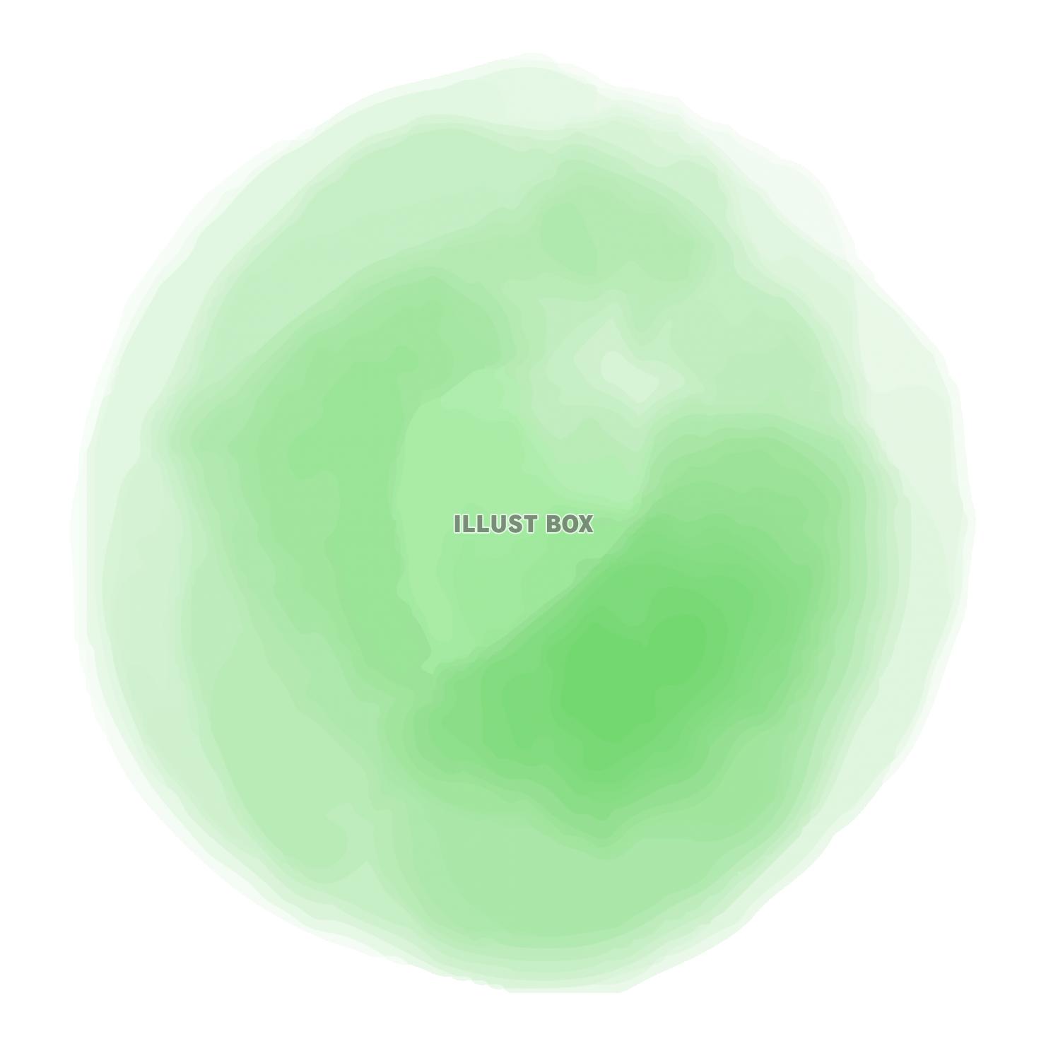 水彩の円形フレーム01緑
