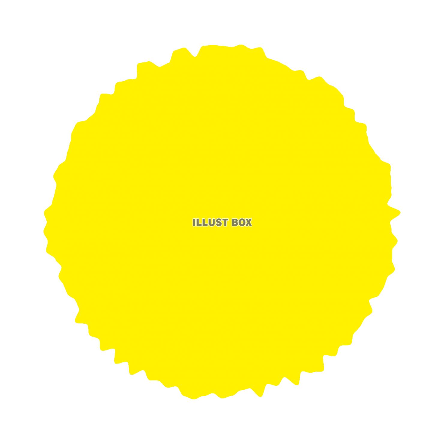 水彩風の黄色のラフな丸いフレーム