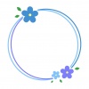 シンプルな花の円形フレーム・青